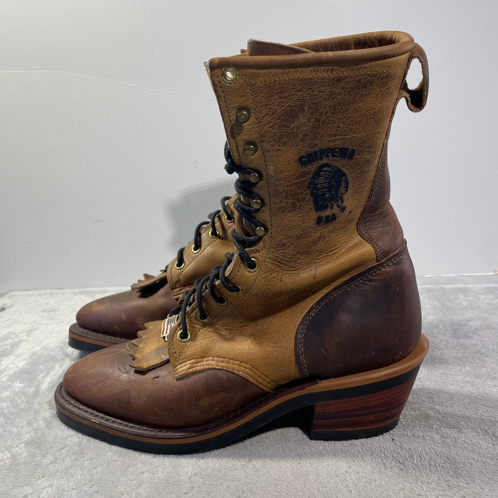 Chippewa Packer Logger Arroyo Boots Mens 7.5 Brown Leather Golden Bay 29405 USA